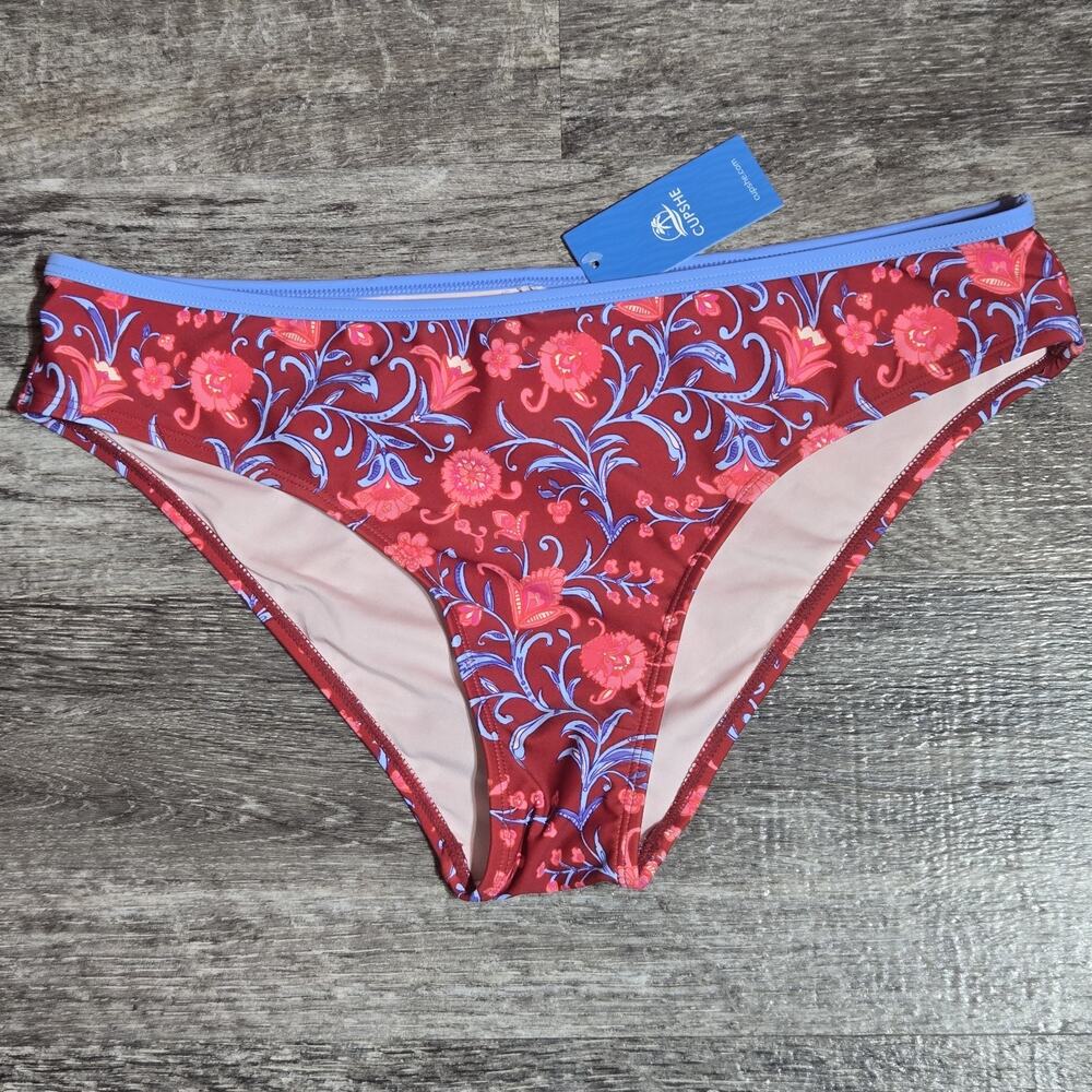 NWT Pink Hibiscus Floral Bikini Bottom Cupshe Swim Suit Beach Womens Size‎ Large